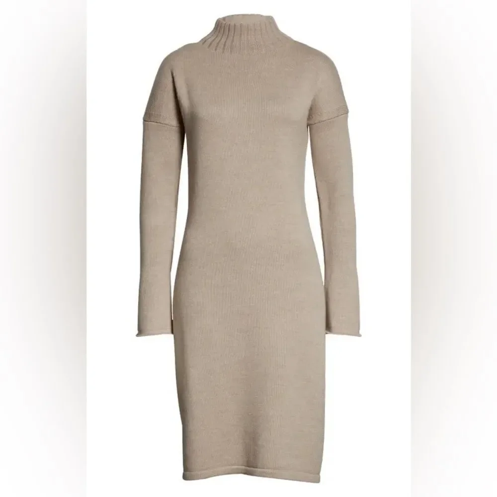NWT MaxMara Leisure Navile Wool Sweater Turtleneck Dress Beige XS